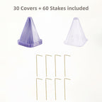 30-Pack Garden Cloches with 60 Stakes, Reusable Plant Protectors
