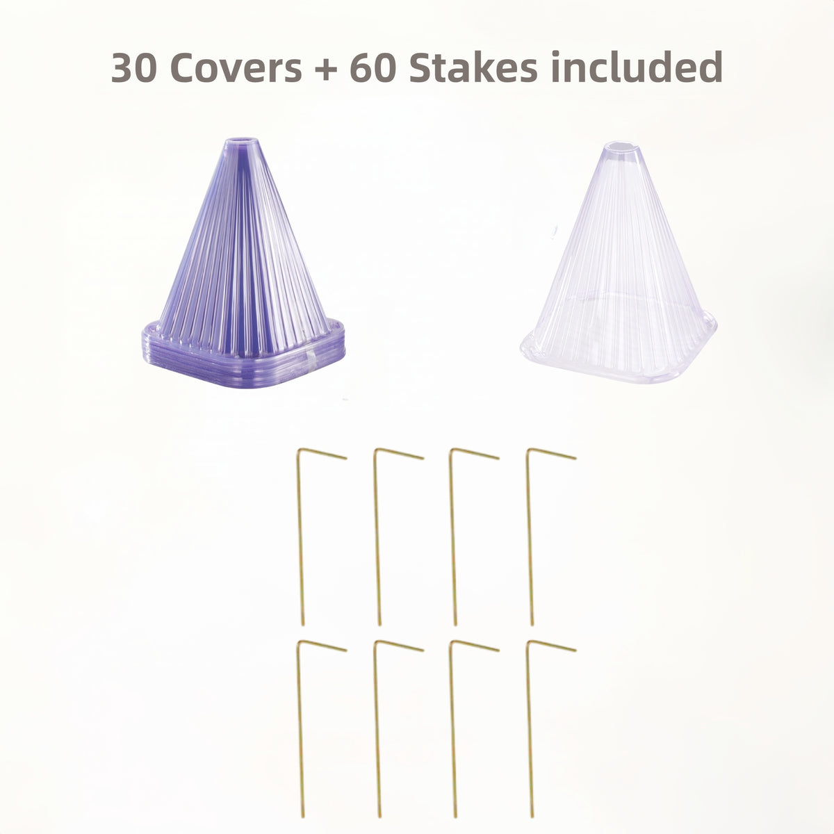 30-Pack Garden Cloches with 60 Stakes, Reusable Plant Protectors