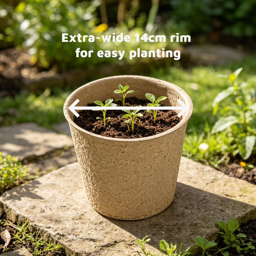 15-Pack 14cm Biodegradable Plant Fibre Seed Pots, Peat-Free, Drainage Holes
