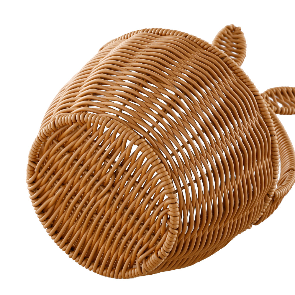 Plastic Rattan Basket with Handle — Wicker-Style Flower Girl Basket for Weddings, Picnic & Home Decor
