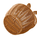 Plastic Rattan Basket with Handle — Wicker-Style Flower Girl Basket for Weddings, Picnic & Home Decor
