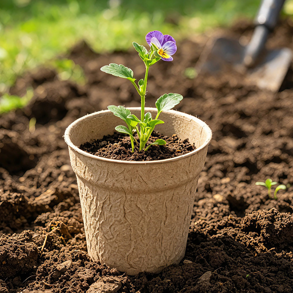 Biodegradable Plant 10cm Pot, Nursery Saucer Set (15 Pots with 5 Trays)