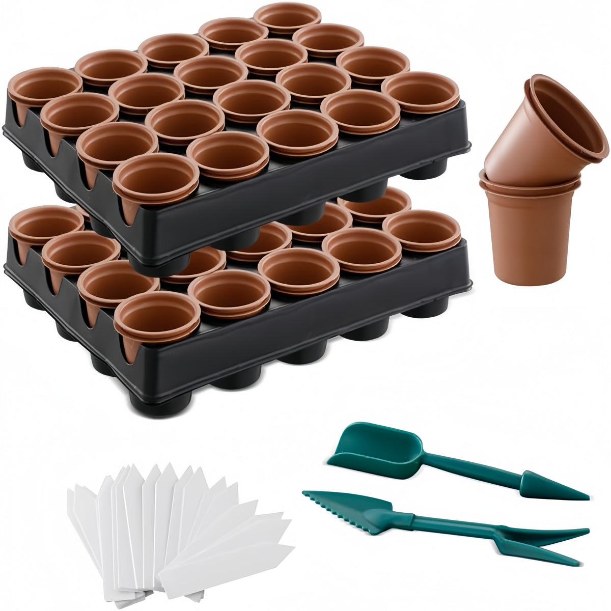 2-Pack 20-Cell Seed Starter Trays with Humidity Domes & Drainage