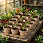 Biodegradable Plant 10cm Pot, Nursery Saucer Set (15 Pots with 5 Trays)