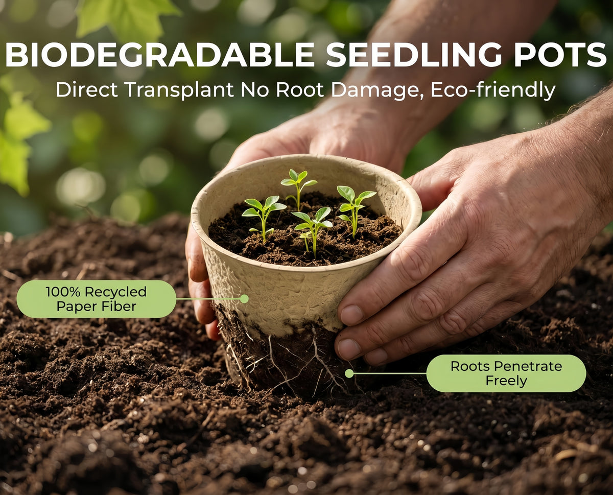 15-Pack 14cm Biodegradable Plant Fibre Seed Pots, Peat-Free, Drainage Holes